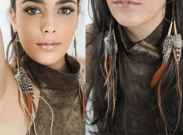 Feather Earrings Brown-Tribe of Two