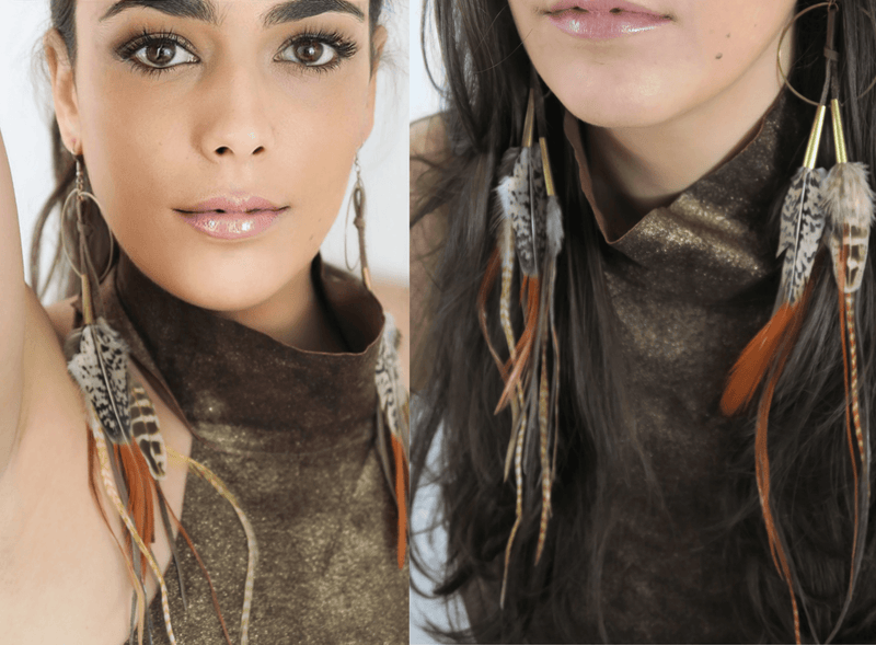 Feather Earrings Brown-Tribe of Two
