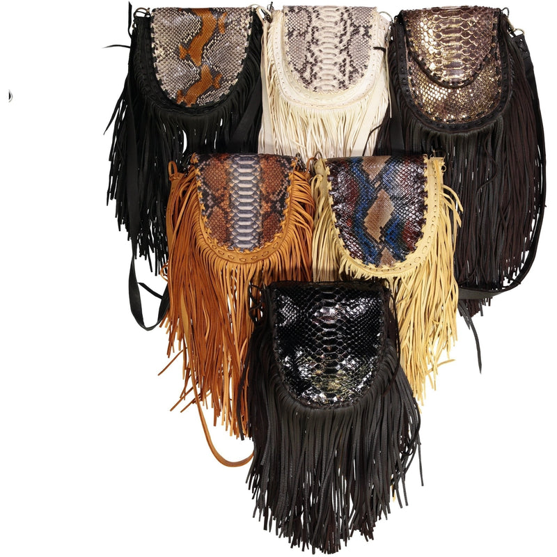 Handbags - Native Fringe Saddle Bag <I> River Rock </I>